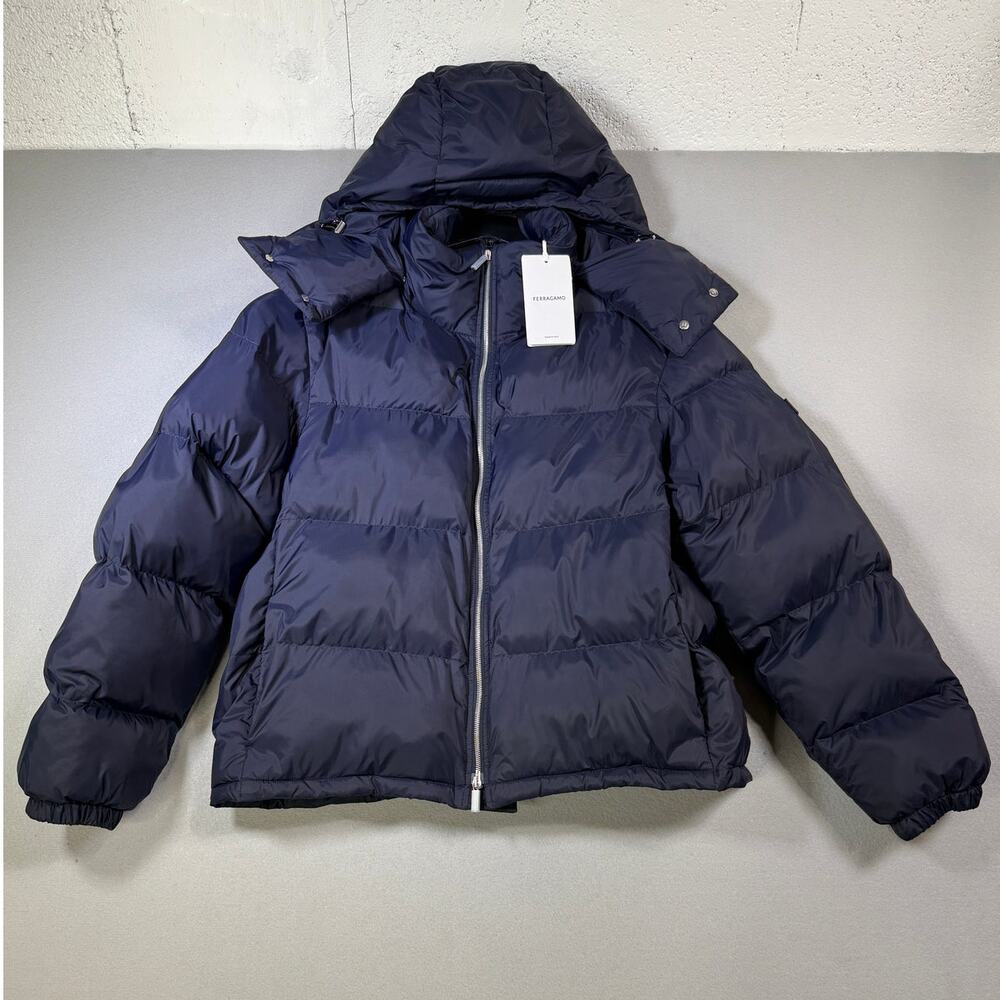 FERRAGAMO Padded Jacket, Hooded puffer, Navy IT 52 $2800